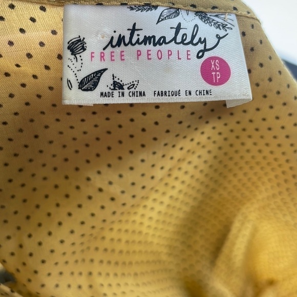 Free People Intimately Voile and Lace Trapeze Slip Pindot Dress Mustard festival - Picture 4 of 9